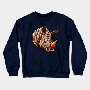 Head of orange horned rhino Crewneck Sweatshirt